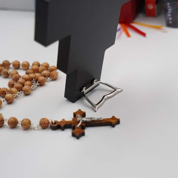 十字架-圣达弥盎-银金色-木背板-10x14cm Catholic religious art