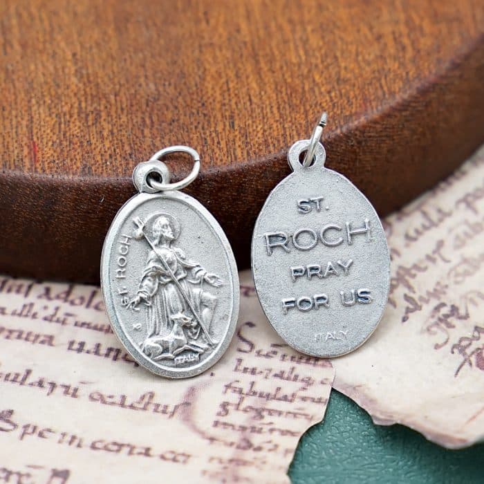 DIY小吊牌-圣罗格+字（为我等祈）-锌合金-2.2cm Catholic religious art