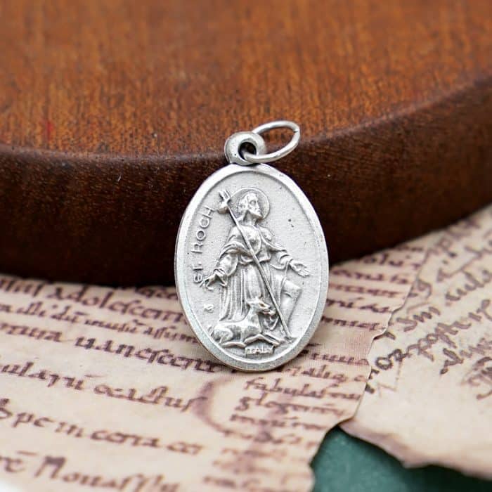 DIY小吊牌-圣罗格+字（为我等祈）-锌合金-2.2cm Catholic religious art