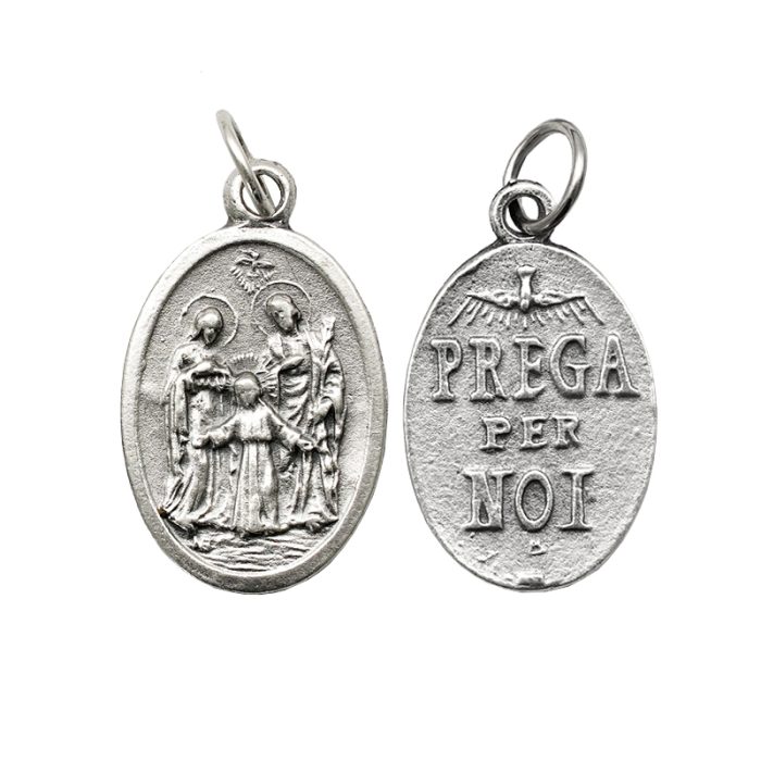 DIY小吊牌-圣家+圣神和字-锌合金-镀银-2.2cm Catholic religious art