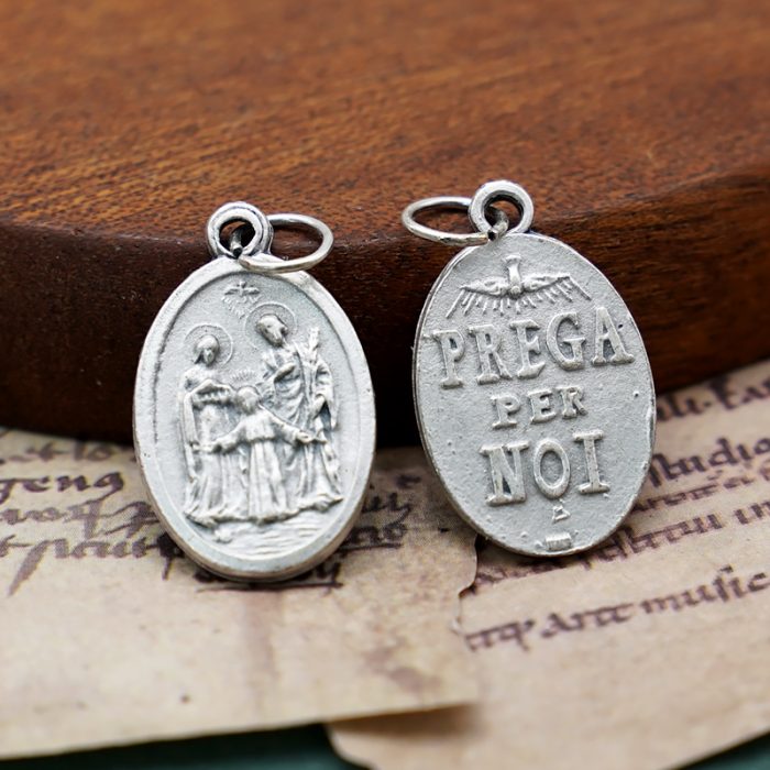 DIY小吊牌-圣家+圣神和字-锌合金-镀银-2.2cm Catholic religious art