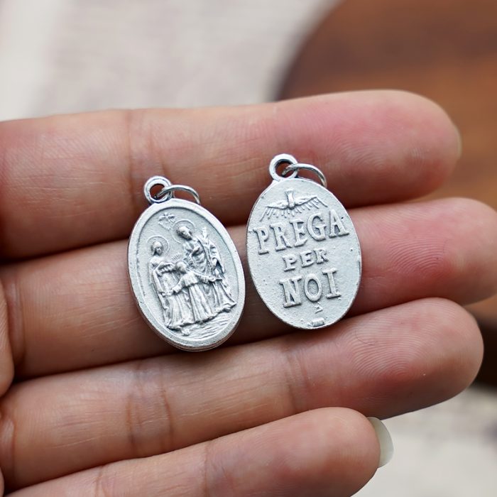 DIY小吊牌-圣家+圣神和字-锌合金-镀银-2.2cm Catholic religious art