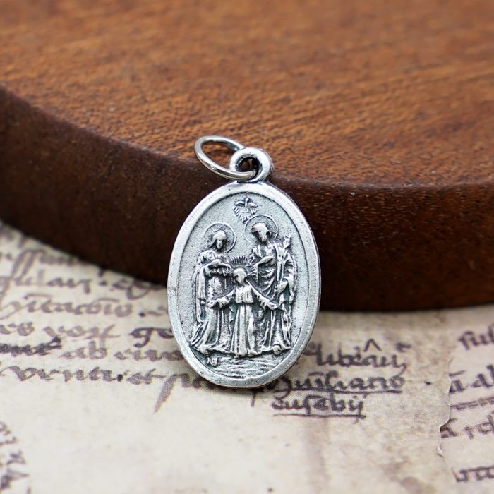 DIY小吊牌-圣家+圣神和字-锌合金-镀银-2.2cm Catholic religious art