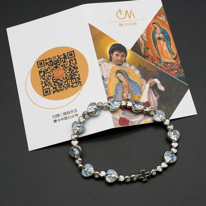 瓜达卢佩圣母弹性念珠手链 - 配意大利配件 Catholic religious art