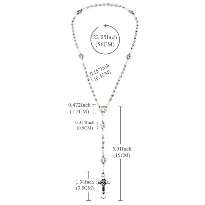 Rosary Beads- Saint Benedict - Beads - 4mm (With Sacred Heart Pouch) Catholic religious art