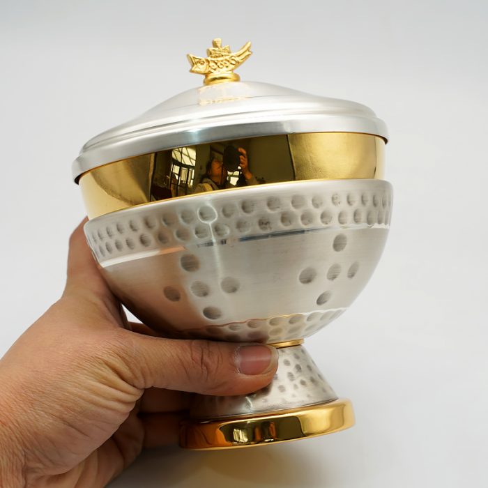 【现货】锤纹圣爵 - 高18厘米圣爵圣体盒套装铜镀24k金意大利进口神父弥撒用YS杯子组合 Catholic religious art