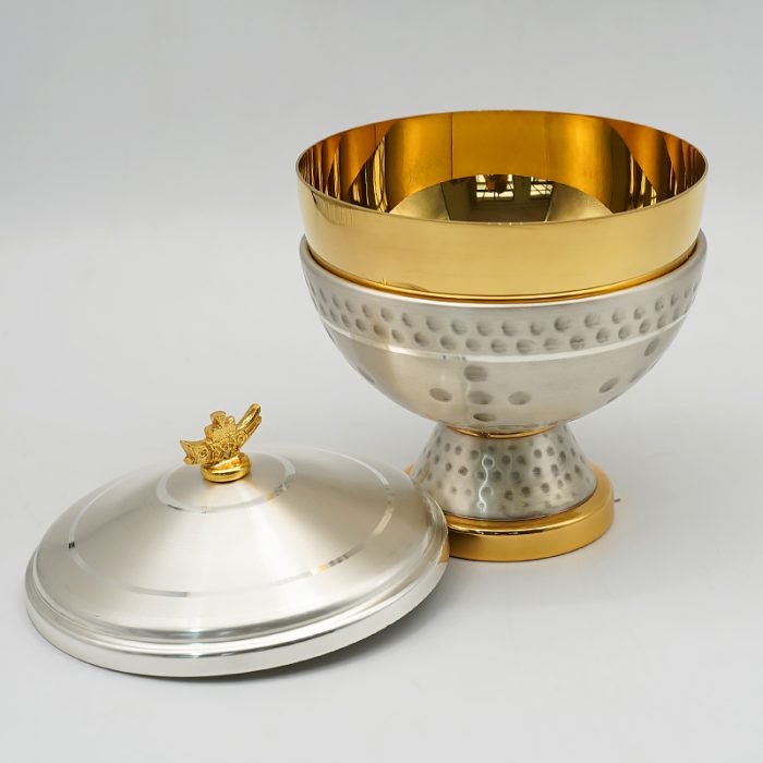 【现货】锤纹圣爵 - 高18厘米圣爵圣体盒套装铜镀24k金意大利进口神父弥撒用YS杯子组合 Catholic religious art