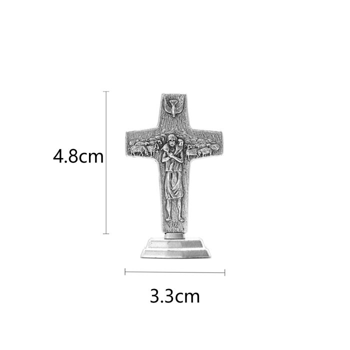 十字架-耶稣善牧-锌合金带底座-4.8x3.3cm Catholic religious art