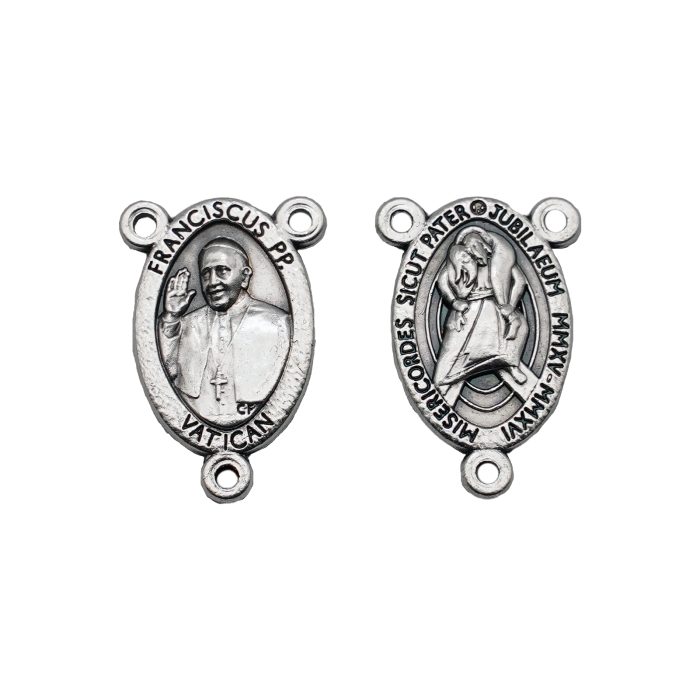 DIY三通-教宗方济各+慈悲禧年标志-锌合金-1.7cm Catholic religious art