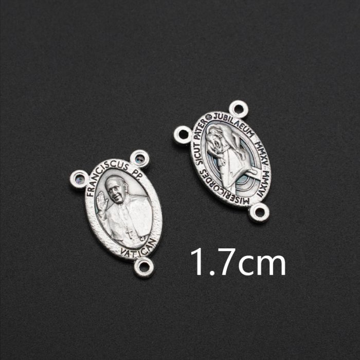 DIY三通-教宗方济各+慈悲禧年标志-锌合金-1.7cm Catholic religious art