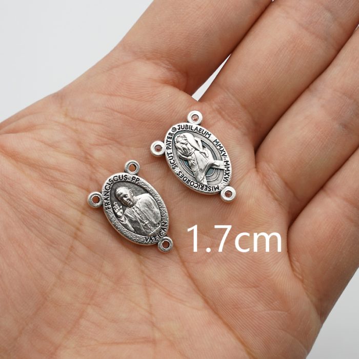 DIY三通-教宗方济各+慈悲禧年标志-锌合金-1.7cm Catholic religious art
