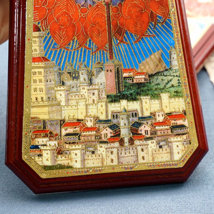 圣三木制十字架-带印刷图案-光滑-25.5x18.5cm Catholic religious art