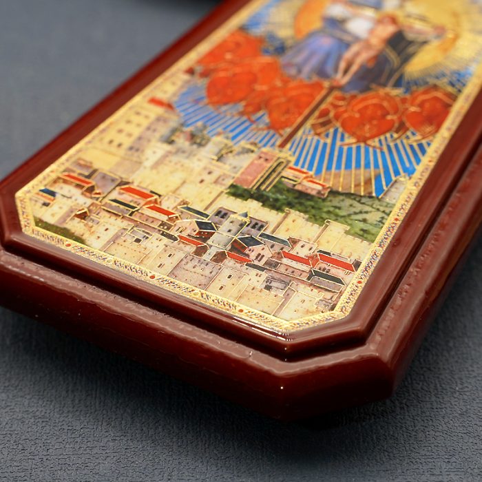 圣三木制十字架-带印刷图案-光滑-25.5x18.5cm Catholic religious art