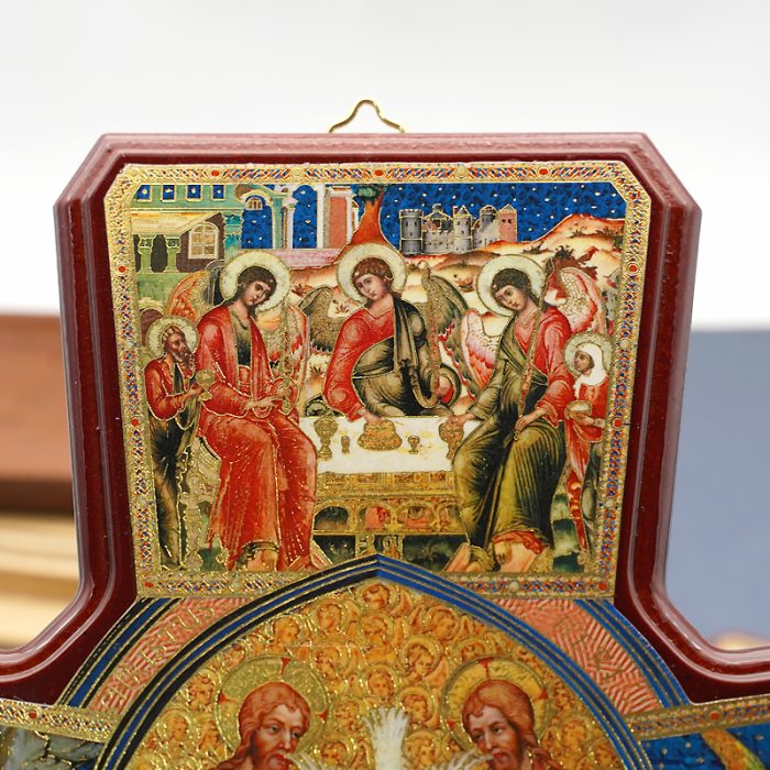 圣三木制十字架-带印刷图案-光滑-25.5x18.5cm Catholic religious art
