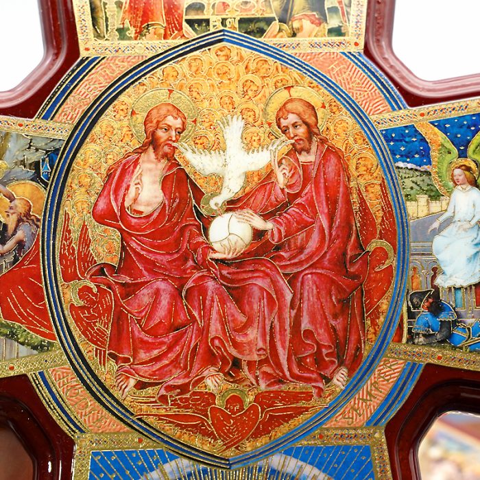 圣三木制十字架-带印刷图案-光滑-25.5x18.5cm Catholic religious art