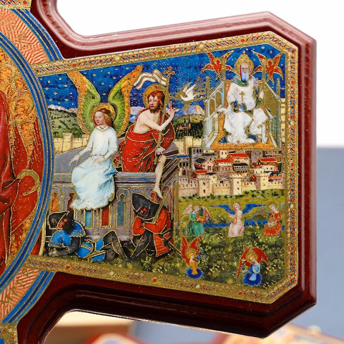 圣三木制十字架-带印刷图案-光滑-25.5x18.5cm Catholic religious art