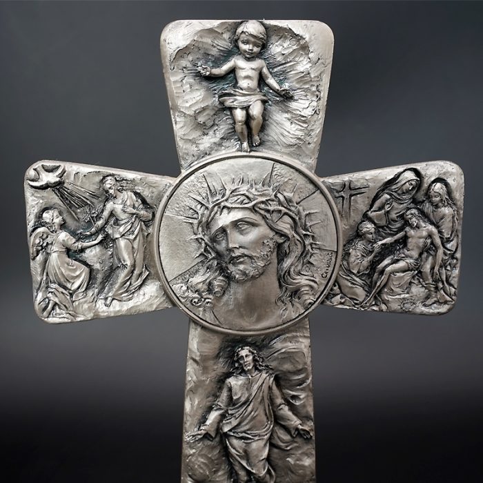 十字架-耶稣圣容-锌合金-银色-19.5x10.5cm Catholic religious art