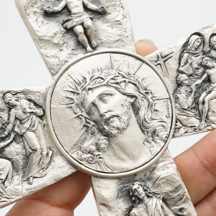十字架-耶稣圣容-锌合金-银色-19.5x10.5cm Catholic religious art