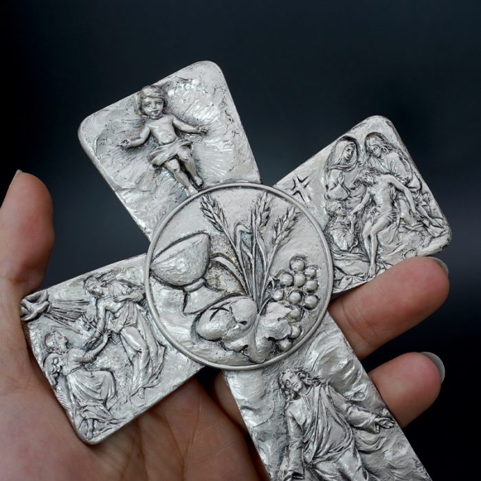 十字架-圣体-锌合金-银色-19.5x10.5cm Catholic religious art