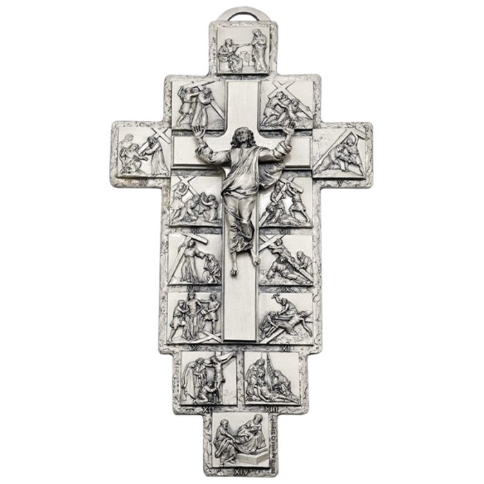 十字架-苦路-锌合金-银色-27.5x15cm Catholic religious art