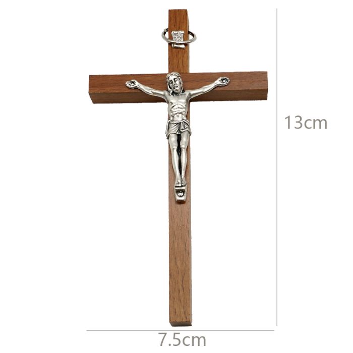 十字架-胡桃木制-锌合金圣尸-13x7.5cm Catholic religious art