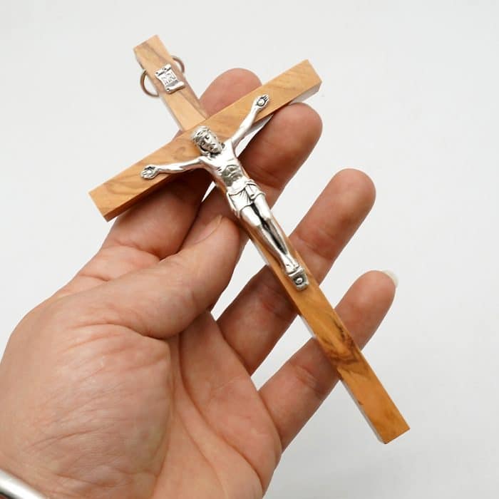 十字架-橄榄木制-锌合金圣尸-13x7.5cm Catholic religious art