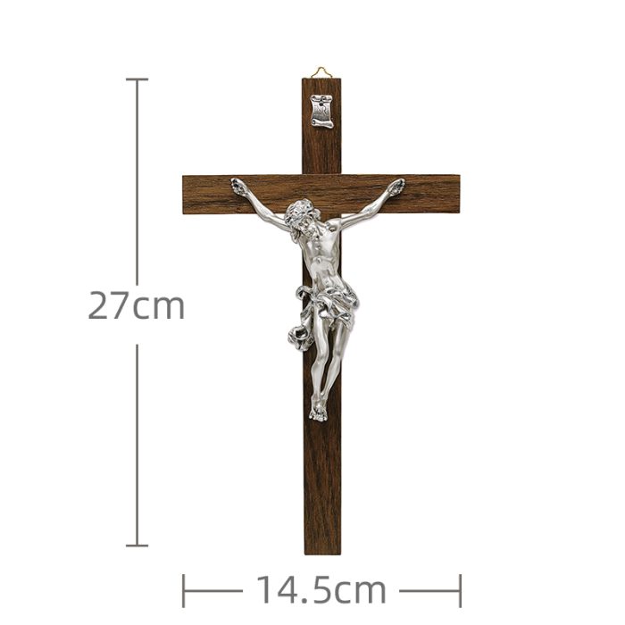 十字架-基督-坚固胡桃木-带圣尸-27x14.5cm Catholic religious art