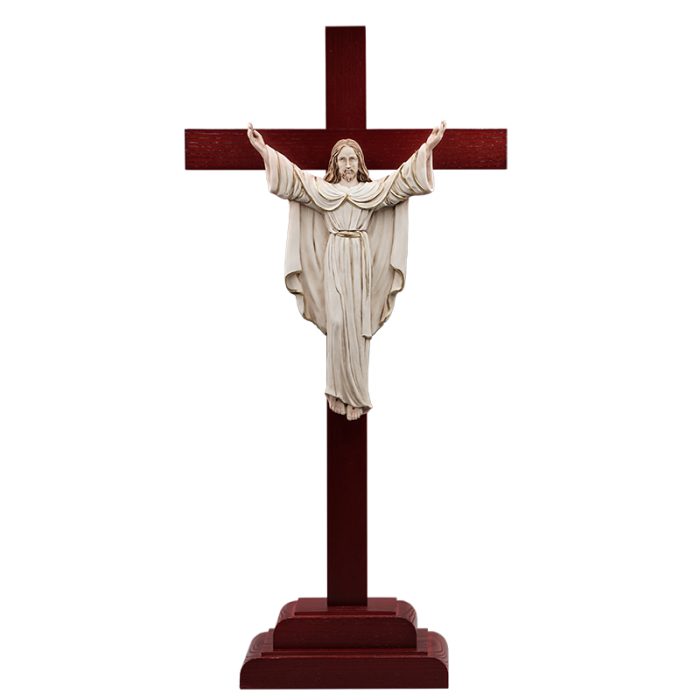 十字架-救世主-白蜡木染色带圣尸底座-54x27cm Catholic religious art