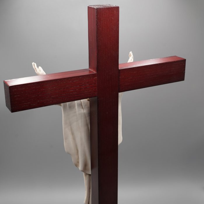 十字架-救世主-白蜡木染色带圣尸底座-54x27cm Catholic religious art