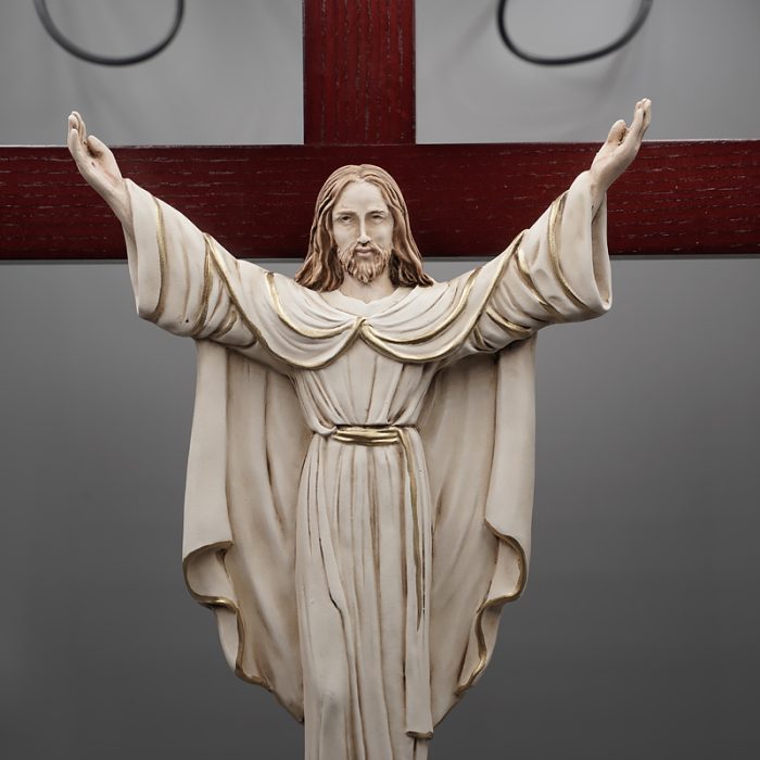 十字架-救世主-白蜡木染色带圣尸底座-54x27cm Catholic religious art