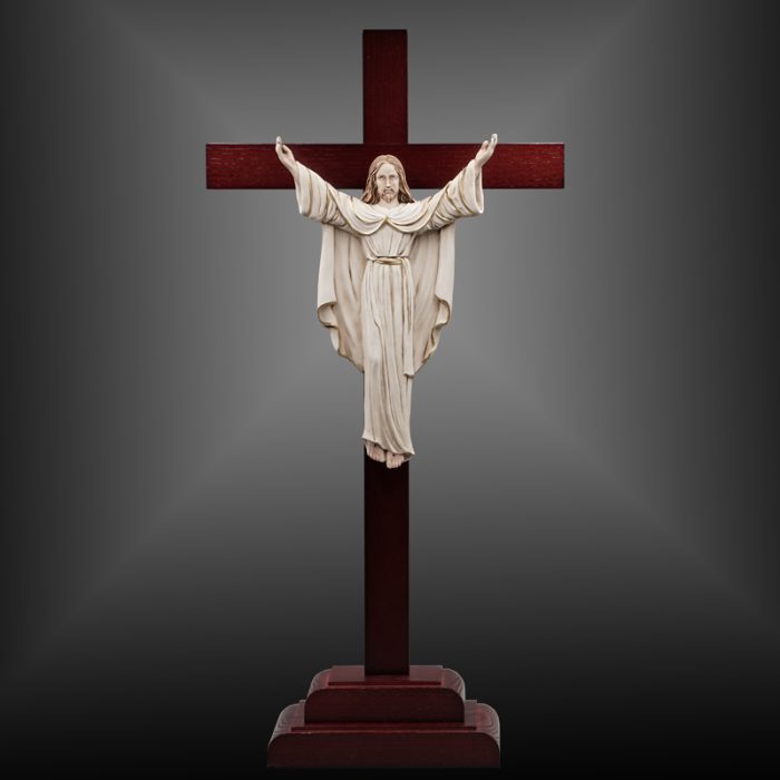 十字架-救世主-白蜡木染色带圣尸底座-54x27cm Catholic religious art