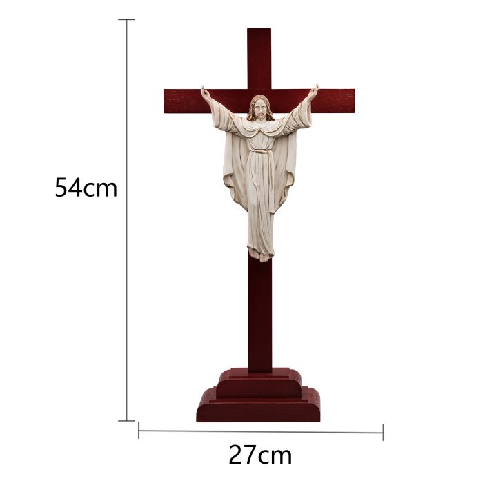 十字架-救世主-白蜡木染色带圣尸底座-54x27cm Catholic religious art