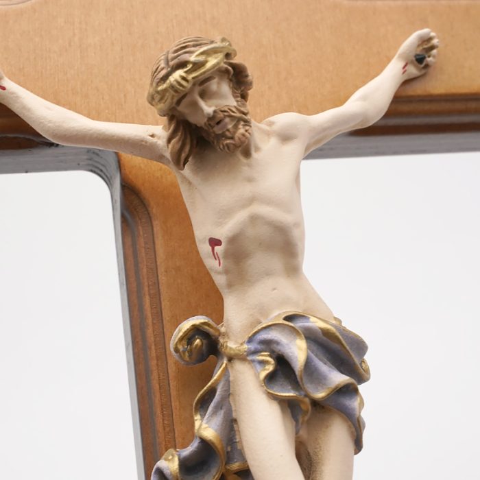 十字架-基督-桦木上色-带圣尸底座-29x14.5cm Catholic religious art