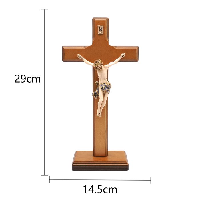 十字架-基督-桦木上色-带圣尸底座-29x14.5cm Catholic religious art