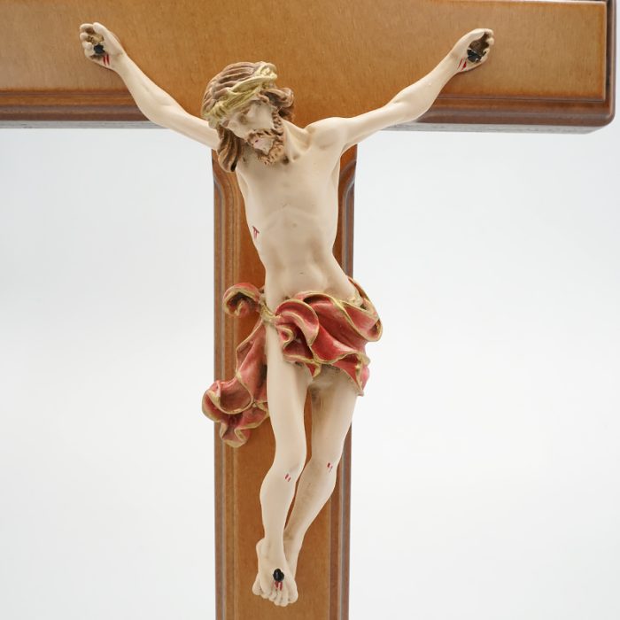十字架-基督-桦木上色带圣尸底座-29x14.5cm Catholic religious art