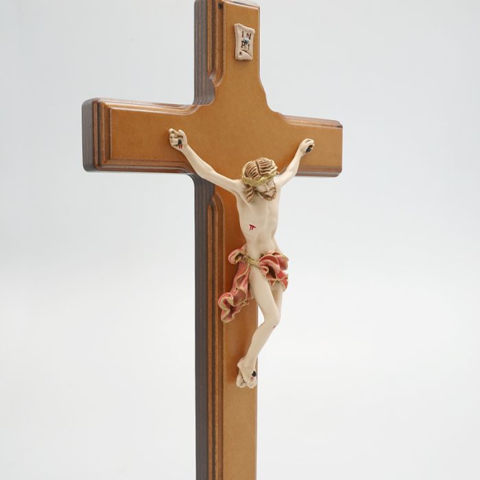 十字架-基督-桦木上色带圣尸底座-29x14.5cm Catholic religious art