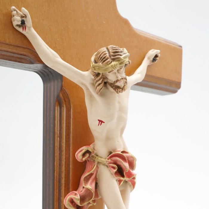 十字架-基督-桦木上色带圣尸底座-29x14.5cm Catholic religious art