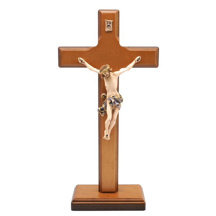 十字架-基督-桦木上色-带圣尸底座-29x14.5cm Catholic religious art