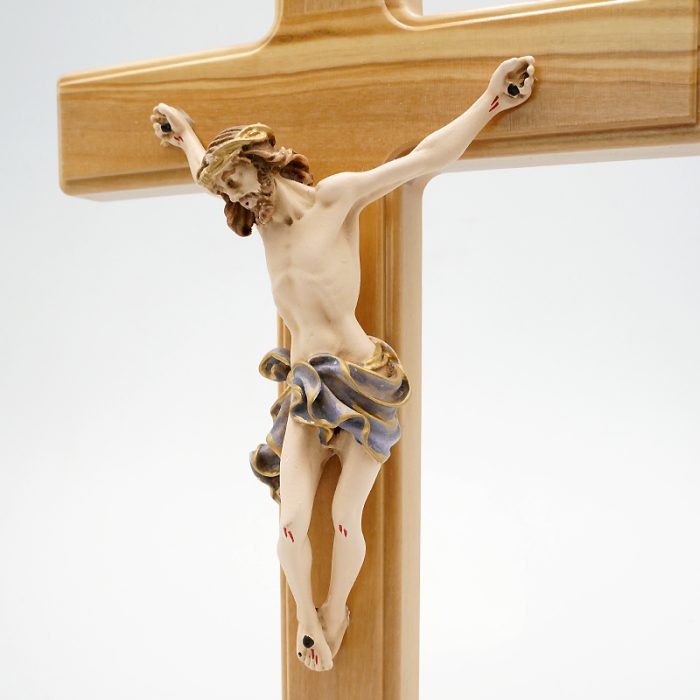 十字架-基督-橄榄木带圣尸底座-33x17.5cm Catholic religious art