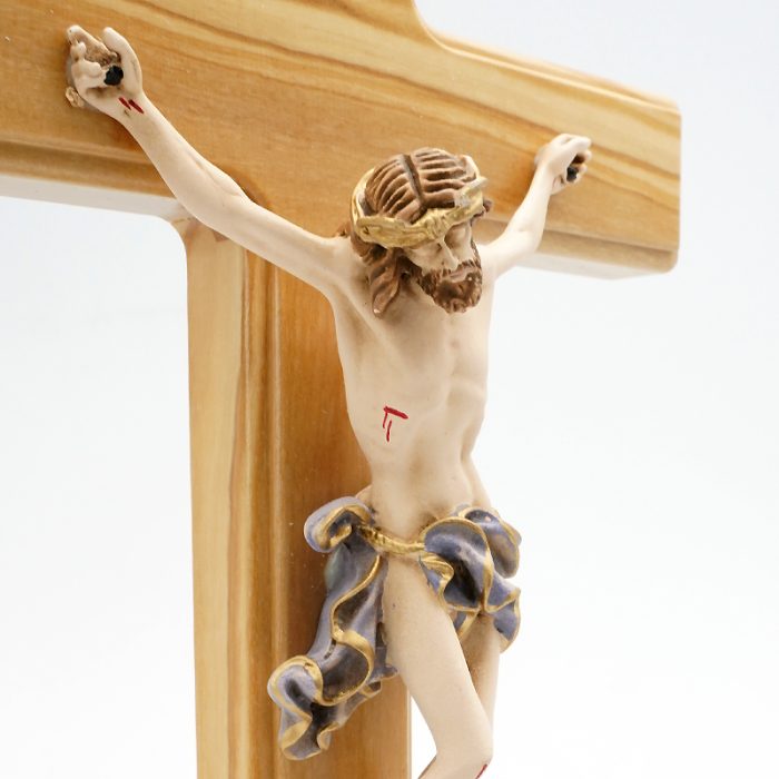 十字架-基督-橄榄木带圣尸底座-33x17.5cm Catholic religious art