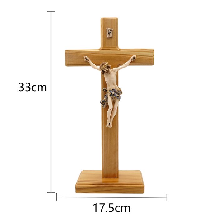 十字架-基督-橄榄木带圣尸底座-33x17.5cm Catholic religious art