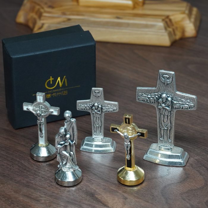 十字架-耶稣善牧-锌合金带底座-4.8x3.3cm Catholic religious art