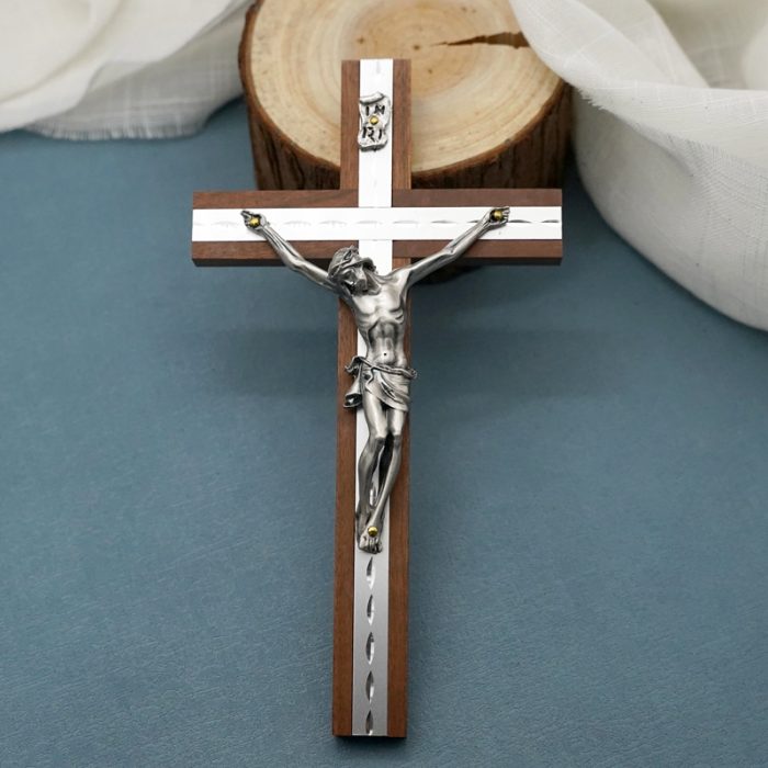 十字架-基督-胡桃木-20.3x11cm Catholic religious art