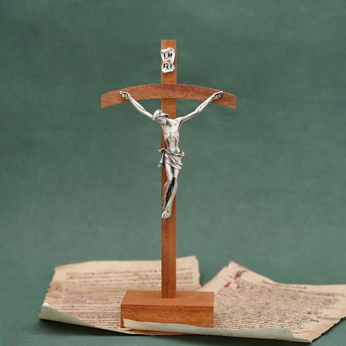 十字架-基督-巴花木镀银圣尸摆台-20x9.5cm Catholic religious art