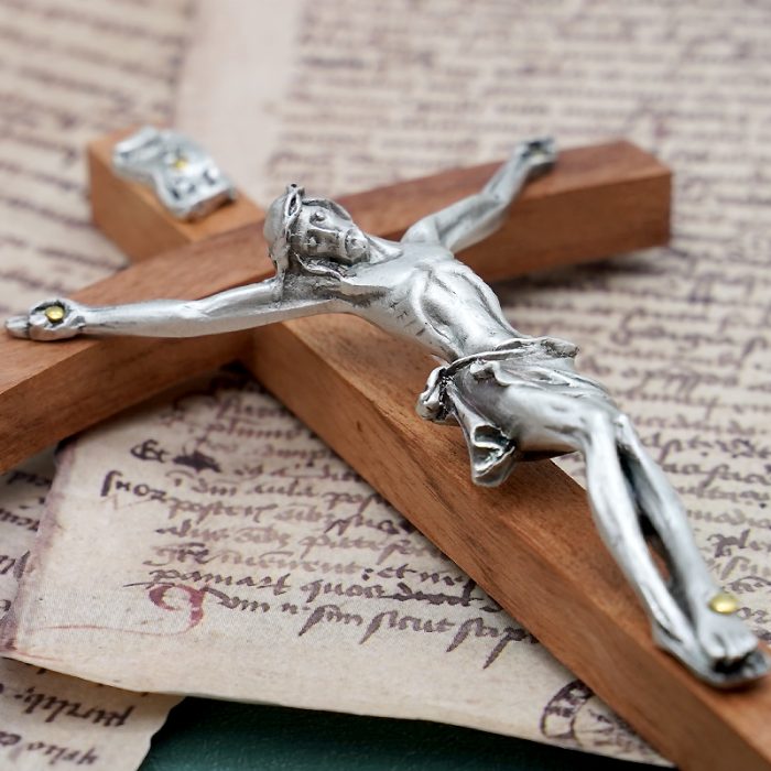 十字架-基督-巴花木镀银圣尸摆台-20x9.5cm Catholic religious art