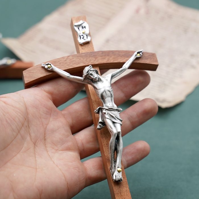 十字架-基督-巴花木镀银圣尸摆台-20x9.5cm Catholic religious art