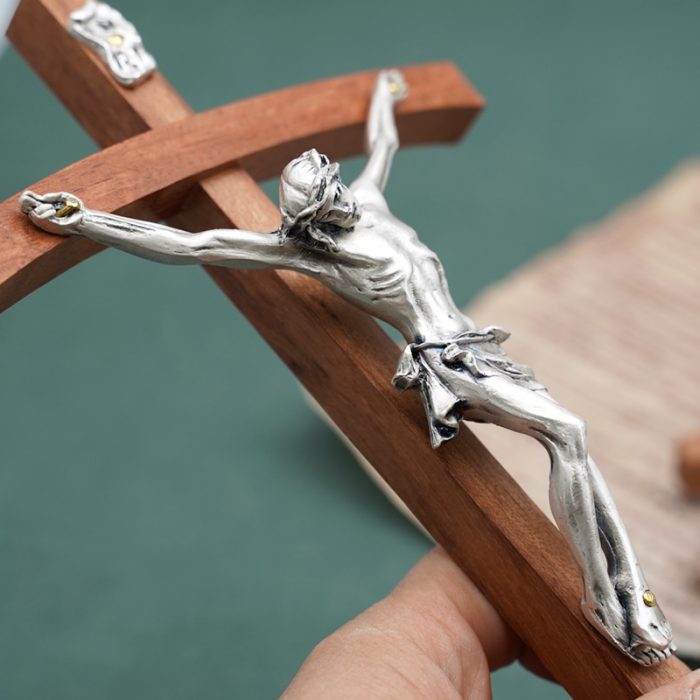 十字架-基督-巴花木镀银圣尸摆台-28x13cm Catholic religious art