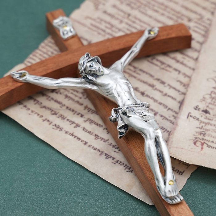 十字架-基督-巴花木镀银圣尸摆台-28x13cm Catholic religious art