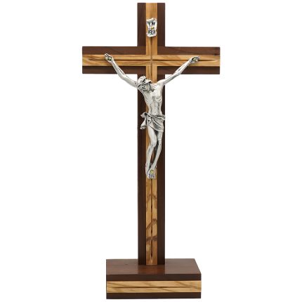 十字架-基督-橄榄木带底座-27.5x13cm