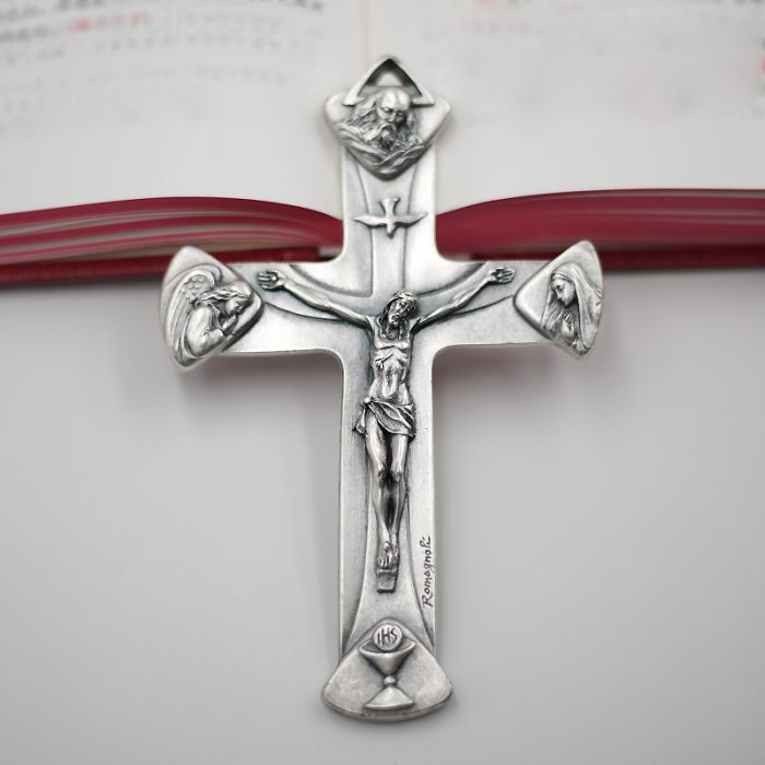 十字架-天主圣三-镀银合金-13x8.7cm Catholic religious art